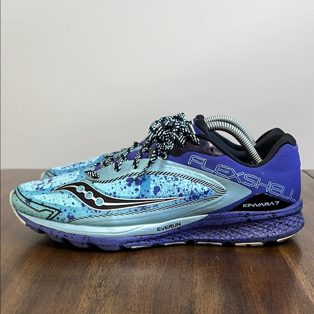 Saucony Kinvara 7 Purple Turquoise Running Shoes  Everun Flexshell Women’s SZ 12 - Picture 5 of 14